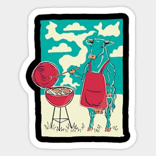 Grill Cow Barbecue BBQ Sticker